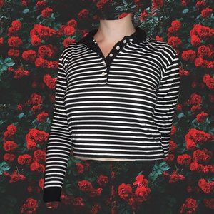 Black and White cropped stripped shirt